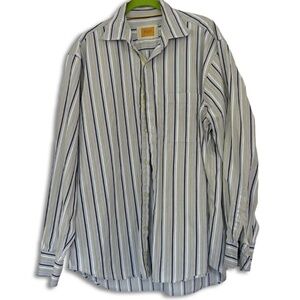 Robert Talbott Carmel Men's Button Down Shirt Large Pinstripe Blue